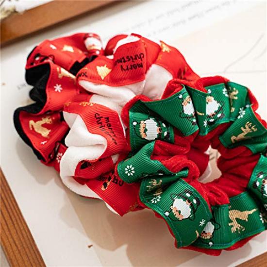 Moeruruya Cute Christmas Hair Hair Elegant Hair Set of Christmas Scrunchies for Ties, Ornaments, Accessories, 4, Women, #2