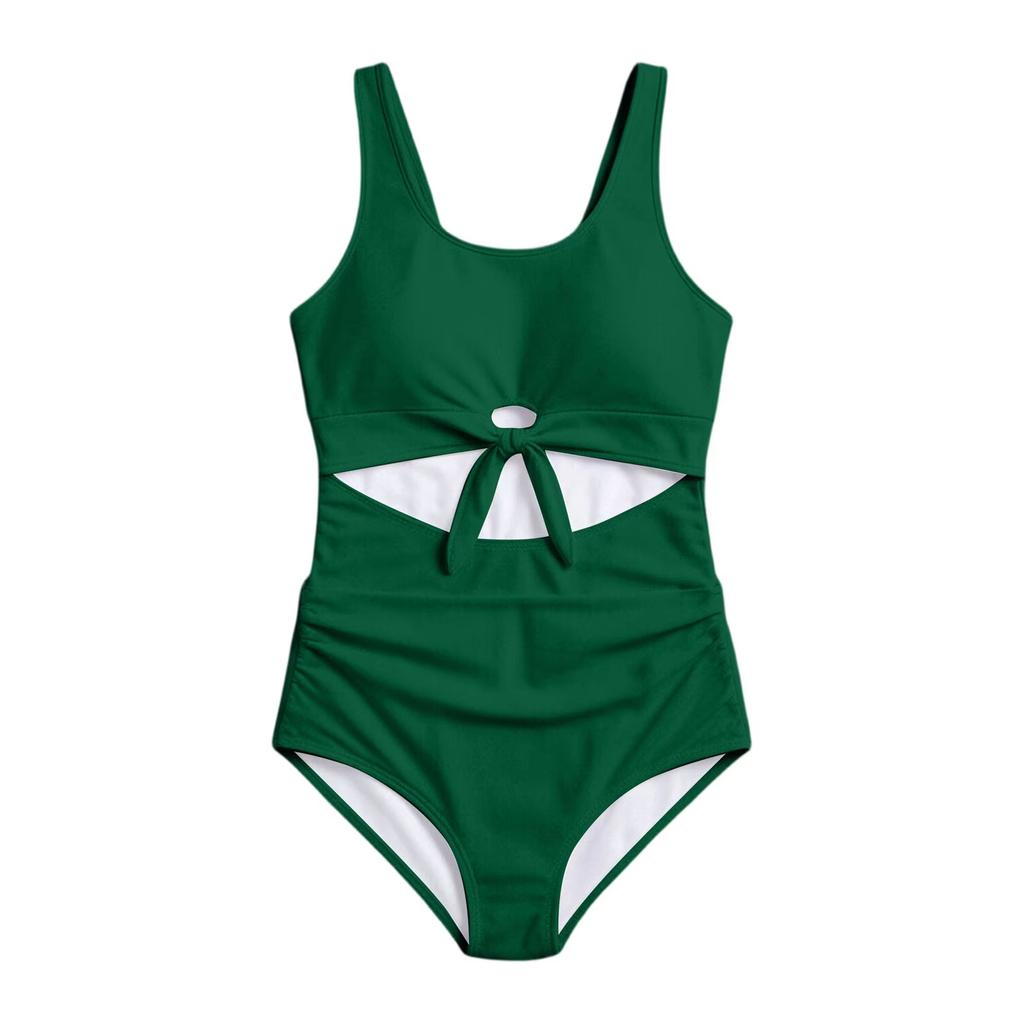 Girls' Colorful Printed Swimsuit with Tie Design