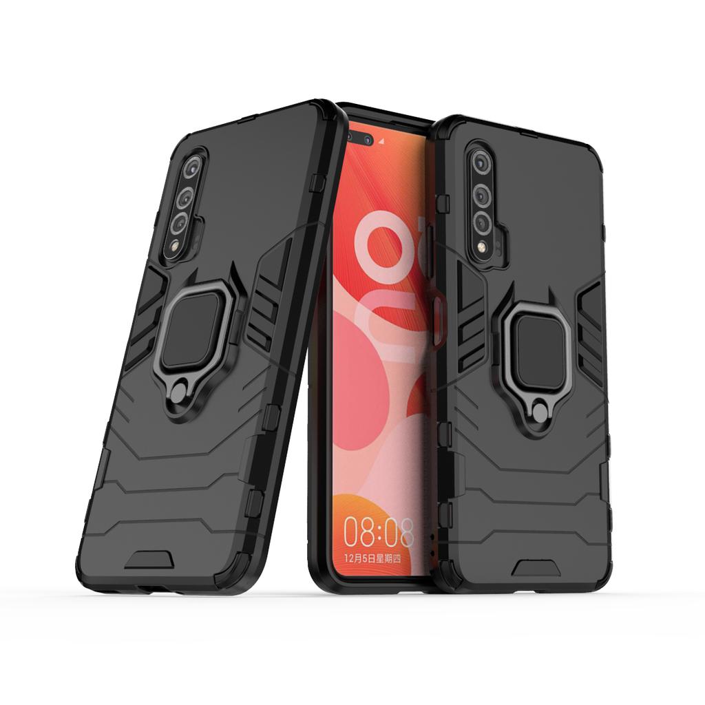 Nárazuvzdorné pouzdro Armor pro Huawei Nova 7SE 6 5Z 5T 5i 4E 3E 2 Lite Pro Y90 Y70 Y61 Y60 4G 5G Bumper Kovový kroužek Stojánek Zadní kryt