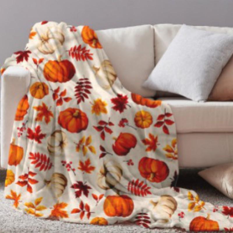 Halloween Pumpkin Spider Web Flannel Blanket Soft Warm Home Throw Gift