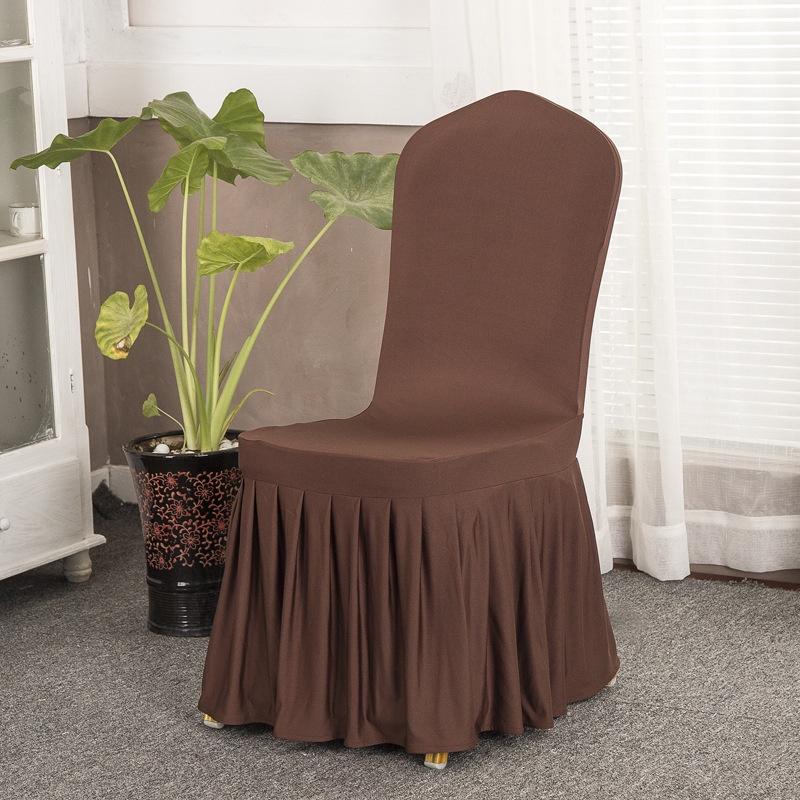 Pleated Cover Chair Pure Color Slipcover Elastic Wedding Banquet Decor Seat