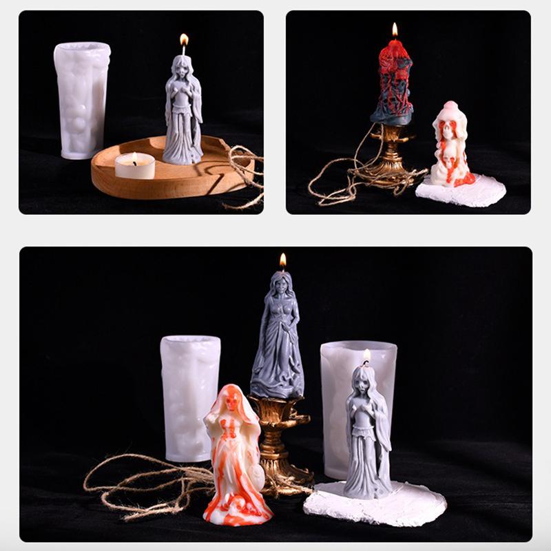 Halloween DIY Craft Silicone Ghost Bride Groom Candle Mold Mould Resin Molds