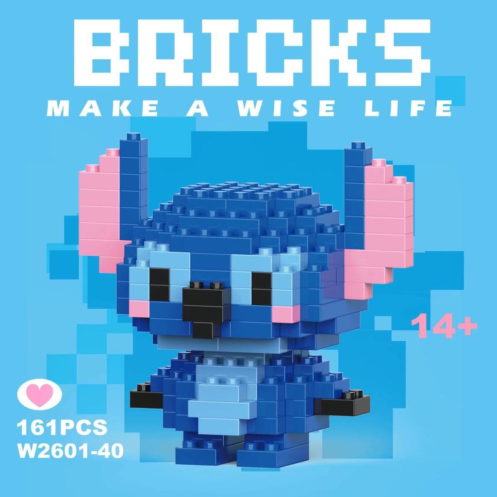 No Box  6Cm High Building Blocks Stitch Kawaii Mini Desktop Ornaments Youth Toys Room Decoration Anime Cartoon Halloween