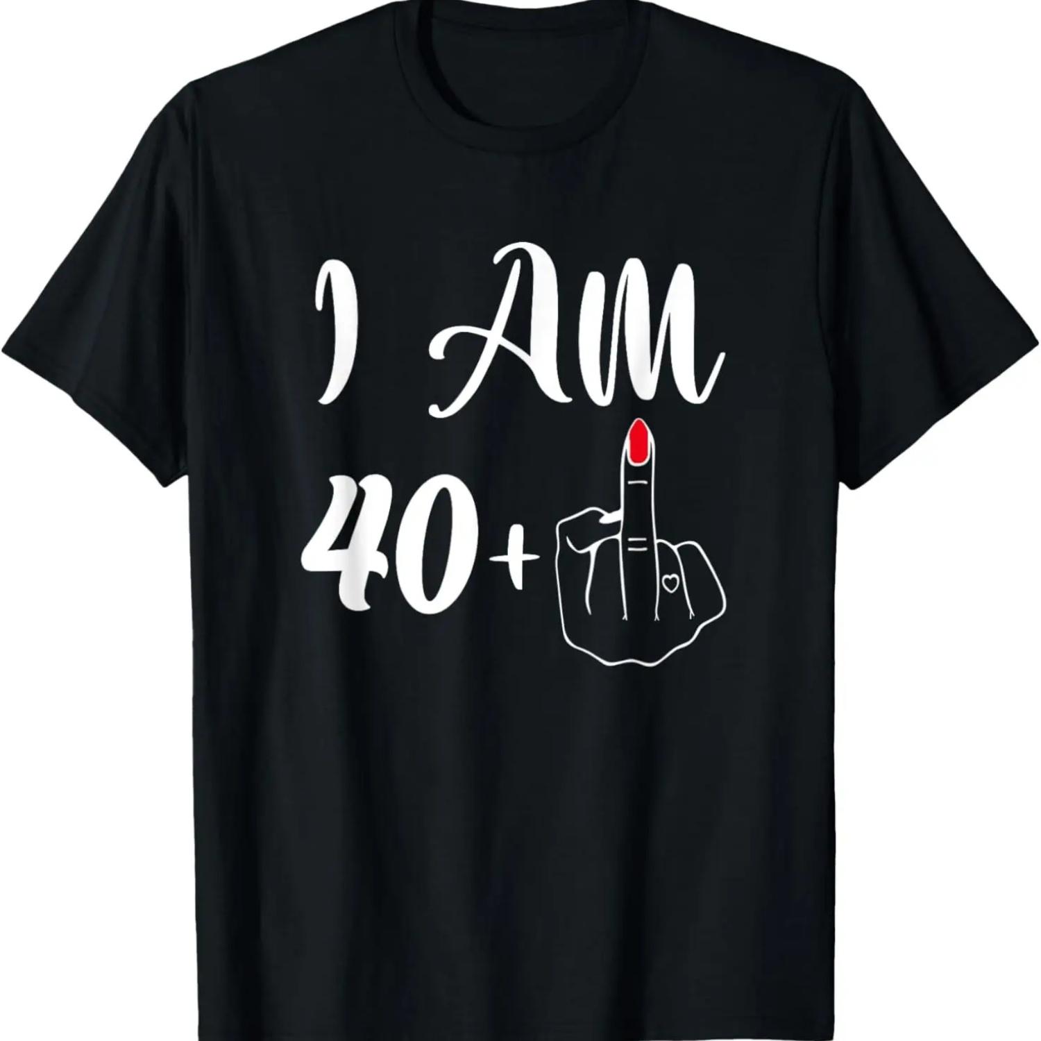 

Funny 41st Birthday Gift - I m 40 + 1 Middle Finger Rude T-Shirt XXXXXL чёрный
