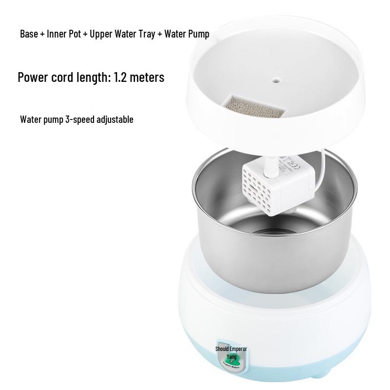 Smart Heated Cat Water Fountain & Yogurt Maker - Silent Pet Bowl for Cats