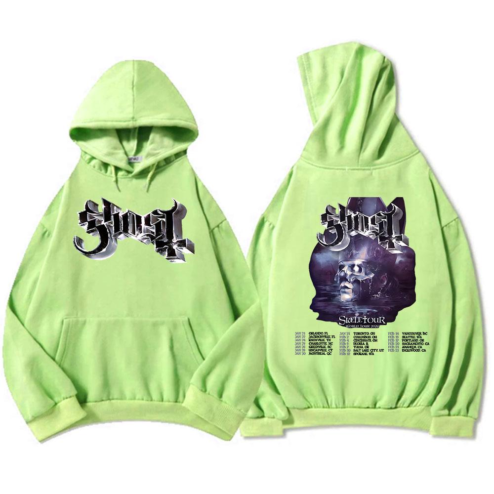 Ghost Skeletour World Tour 2026 Hoodies Rock Band Street Style Fashion Sweatshirts Winter Fleece Hooded Pullovers Men Women Tops