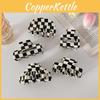 Stylish Black And White Checkered Pattern Geometric Hair Claw Clip For Women