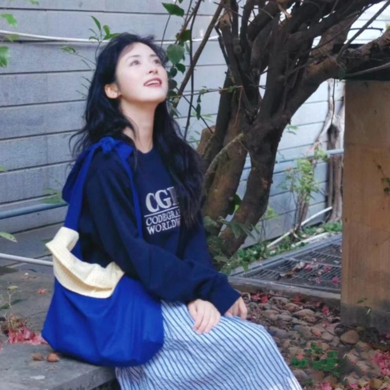 

New spring and summer cloth bag Shen Yue shoulder bag fashionable versatile small fresh girl bag синий