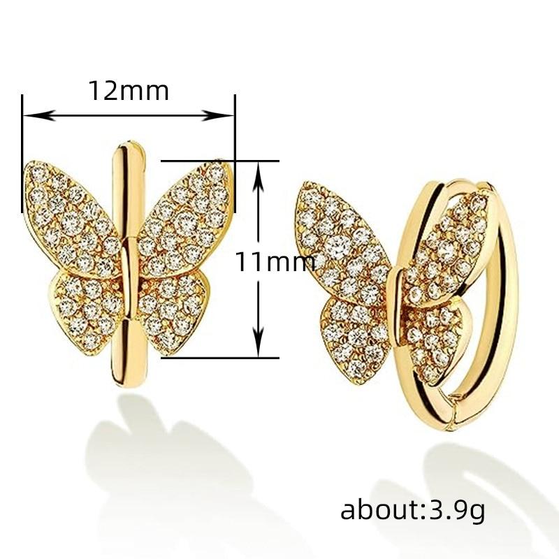 Cercei Tip Stud Dama Copper Gold Plated Butterfly Design Golden - Elegant Stud Earrings for Women