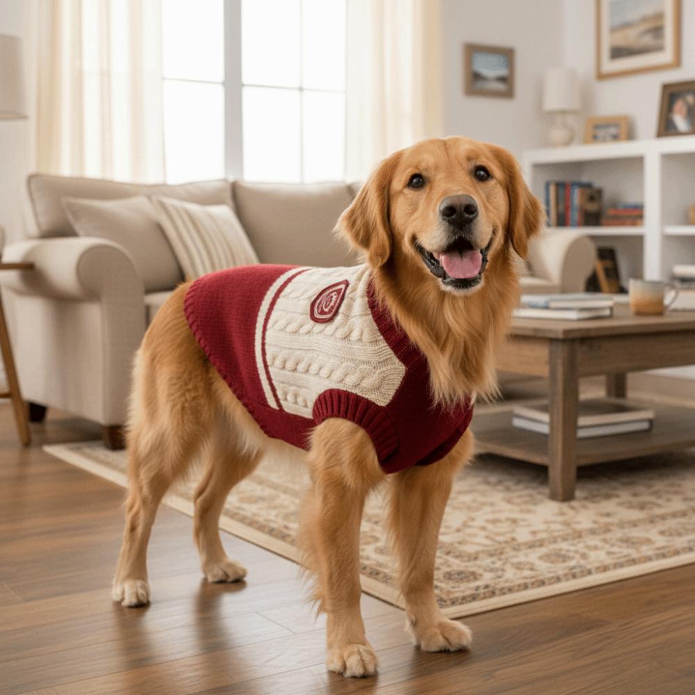 Round Neck Pet Knitted Vest College Style Dog Pullover Dog Warm Sweater Outdoor Activities