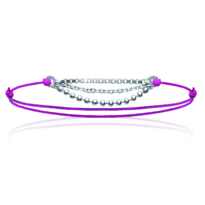 [J0814] - Armband Silber 'Kugeln' rosa silberfarben - 3 Reihen