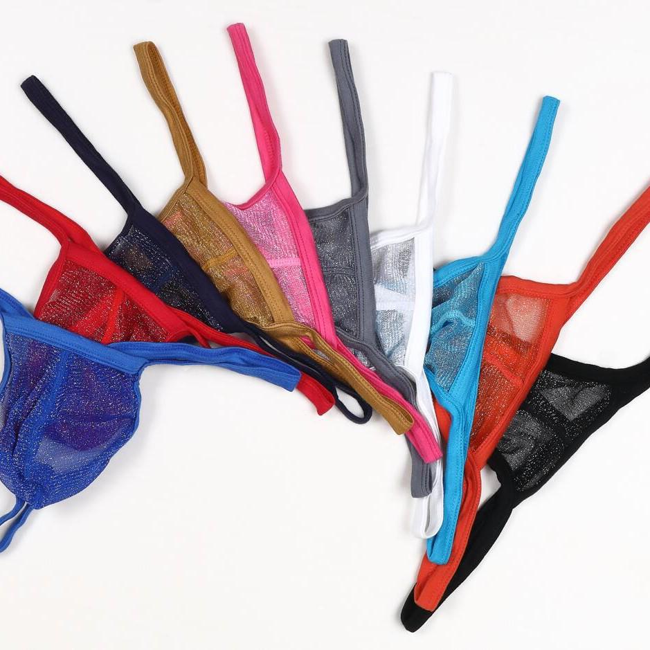 European and American Men's Fine Mesh See-through T-Back Thong Underwear, Plus Size E080