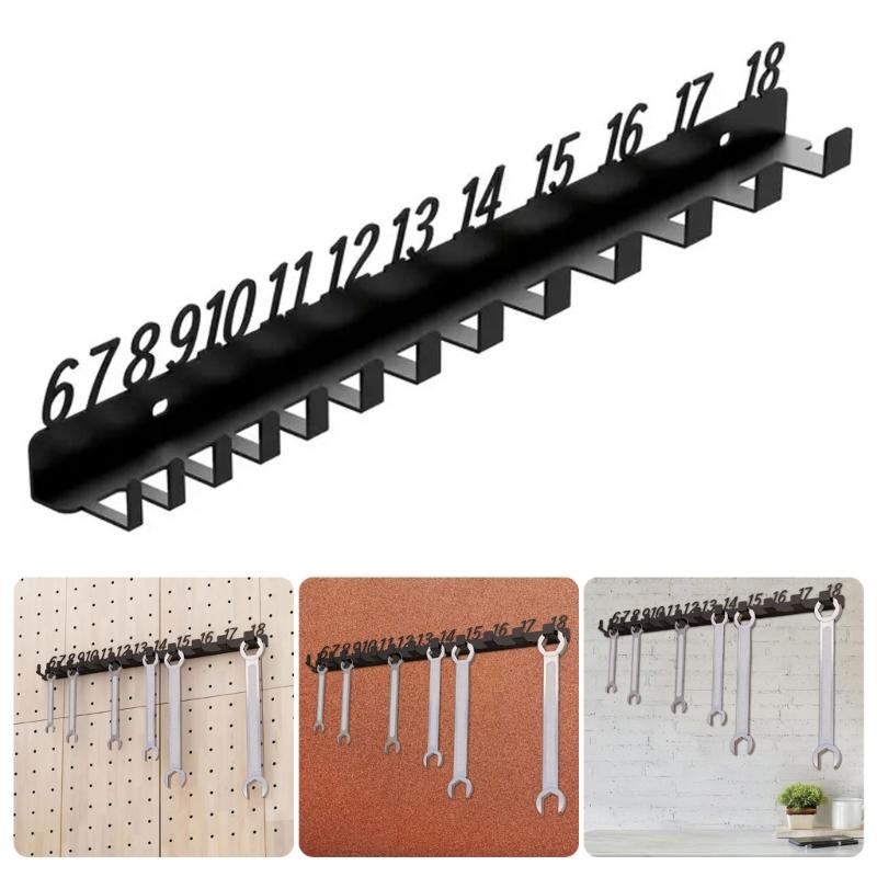 Workshop Wrench Storage Rack 6-18,19-32,6-32 Labeled Slots Option Heavy Duty Metal Wall Mount Organizers For Tools