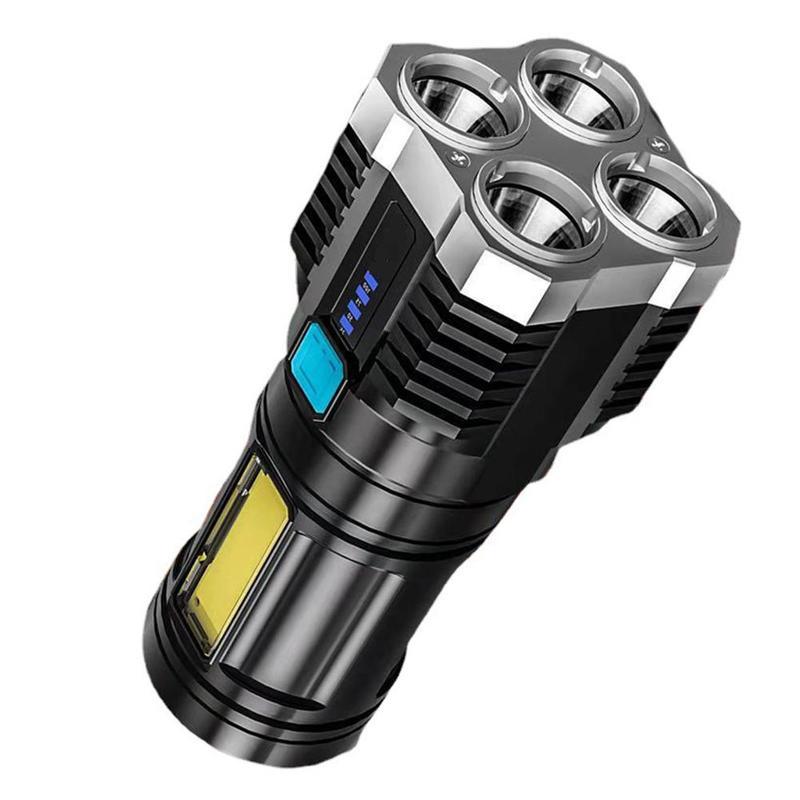 High Power LED Flashlights Camping Torch With 4 Lamp Beads And COB Side Light Rechargeable Portable Hand Lantern 4 Lighting Mode