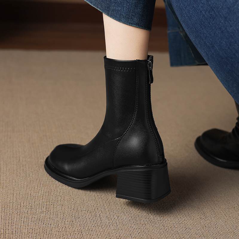 Krazing Pot Microfiber Winter Round Toe Modern Platform Size 33 Boots Size 43 Women Fashion Stretch Ankle Boots