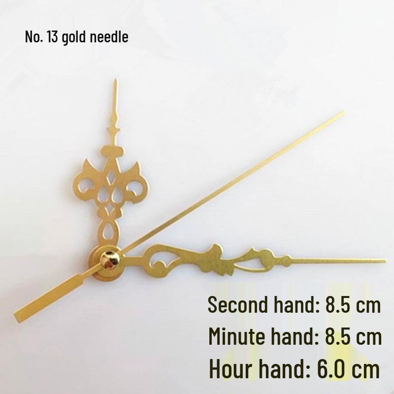 Gold Pointer DIY Quartz Clock Hands for Wall Clocks - Cross Stitch & Metal Design