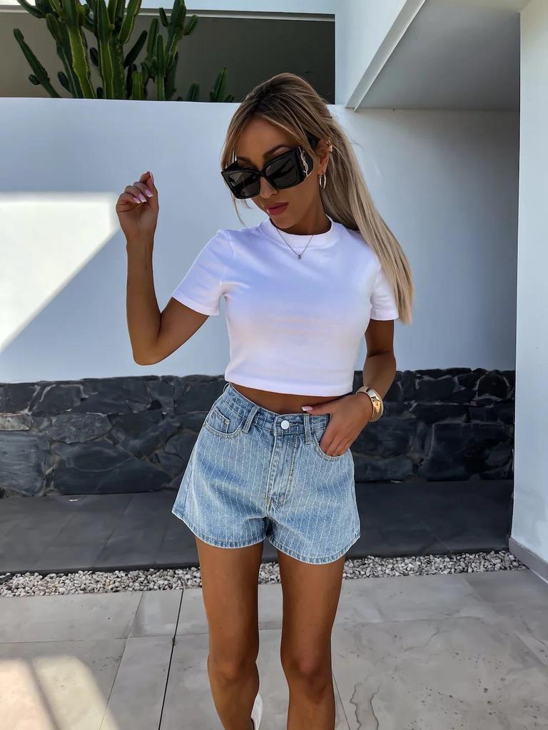 2024 Summer Street Fashion Women's Embellished Denim Shorts