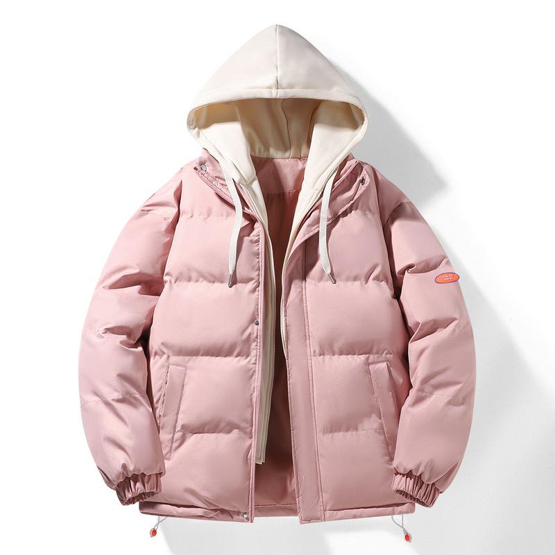 Unisex Autumn-Winter Hooded Puffer Jacket: Cozy Hong Kong Style Two-Piece Look