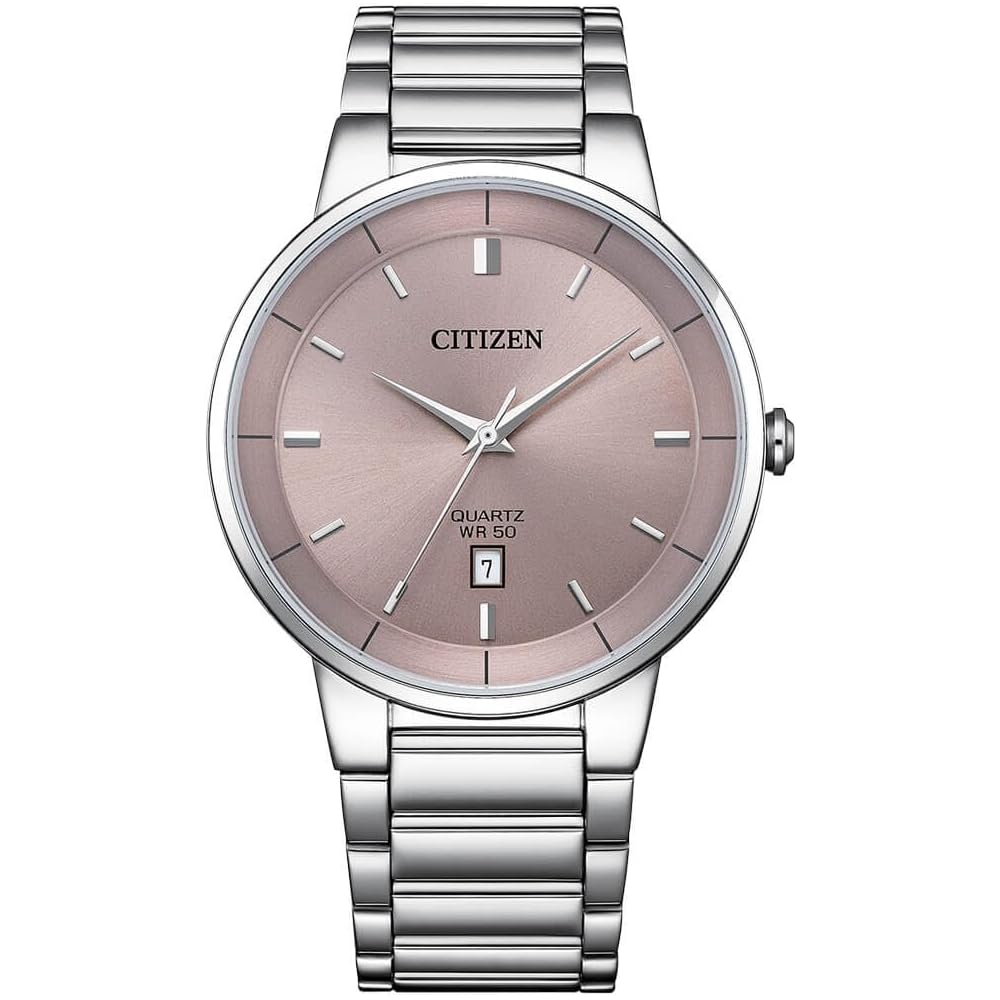 Citizen Quartz Men s Watch BI5120-51Z Pink Gray Silver Stainless Steel Design