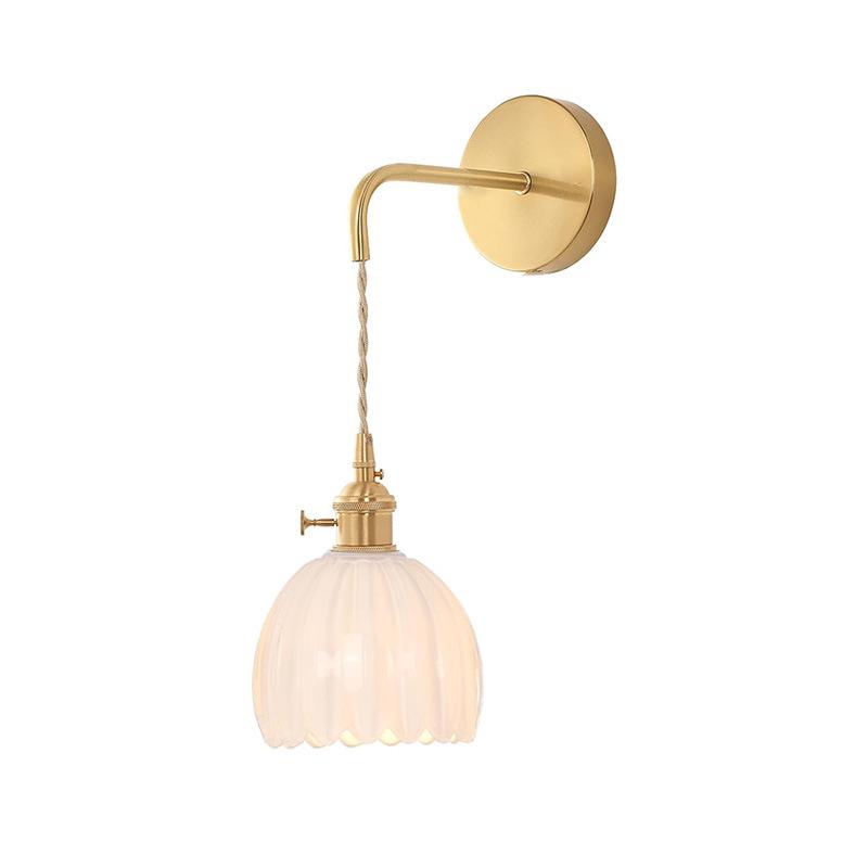 Wireless USB Charging Remote Chandelier with Retro Glass Flowers for Bedroom or Dining Room - Nordic Style