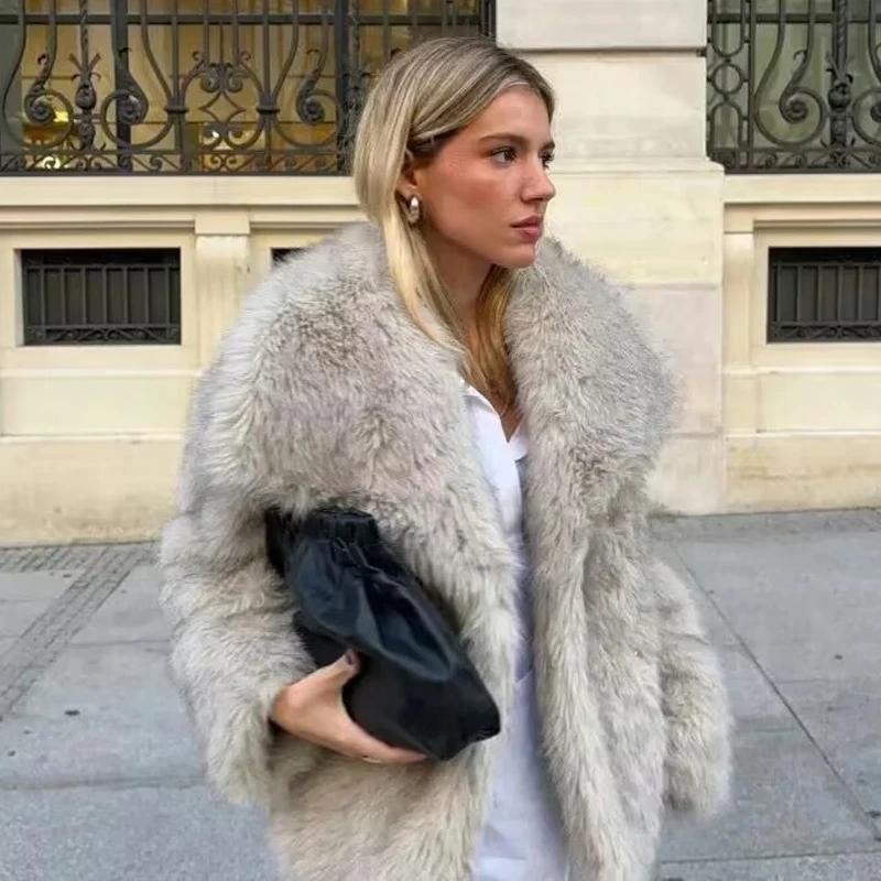 Womens Coats Winter Cropped Faux Fur Coat Women Autumn Long Sleeve Fluffy Black Jacket Outerwears Warm Plush Short Coats