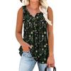 Summer Small Floral Print Round Neck Knit Sleeveless Vest Top Women
