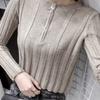 Women Spring Slim Knitwear Tops Casual Collar Long Sleeve Pullover Female Stripe Patchwork Shirt Knitted Sweater