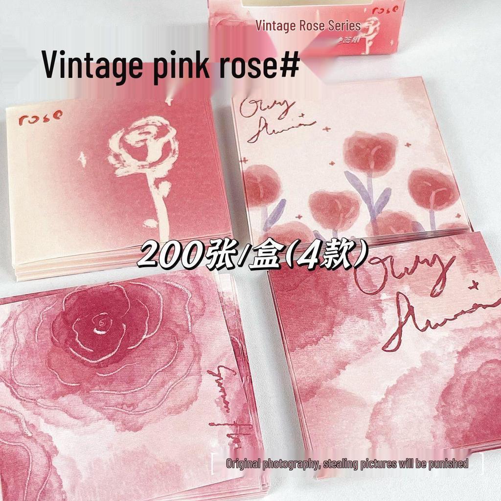 Retro Rose & Butterfly Heart Origami Sticky Notes: Tearable, Non-Adhesive, Colored Paper Pad for Students