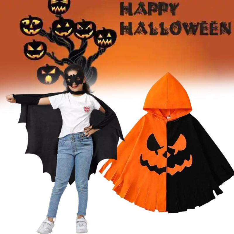 Halloween Kids Costume Pumpkin Bat Cloak Cosplay With Polyester Material For Holiday Party