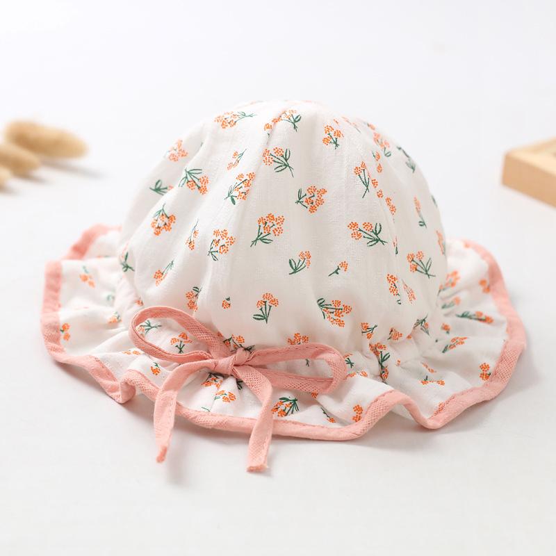 

Spring Summer Cute Baby Girls Hat Floral Cotton Bucket Cap Dome Newborn Hats 1-18M 1-18M червоний
