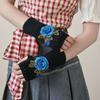 Gift Vintage Embroidery Knitted Gloves Half Finger Floral Fingerless Gloves Waterproof Warm Crochet Flower Mittens Outdoor