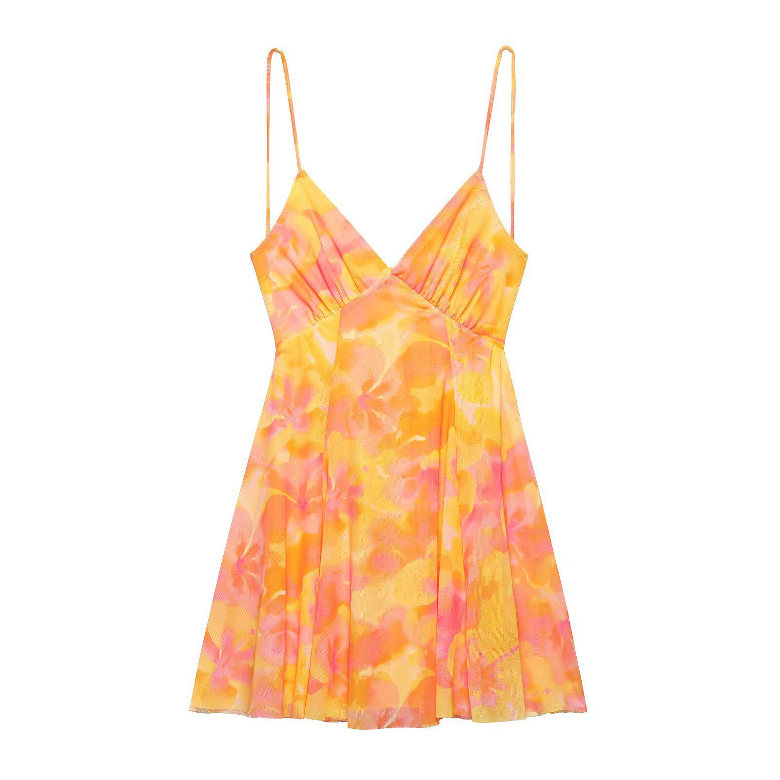 

Летнее женское облегающее мини-платье с V-образным вырезом и открытой спиной, 2025 Small