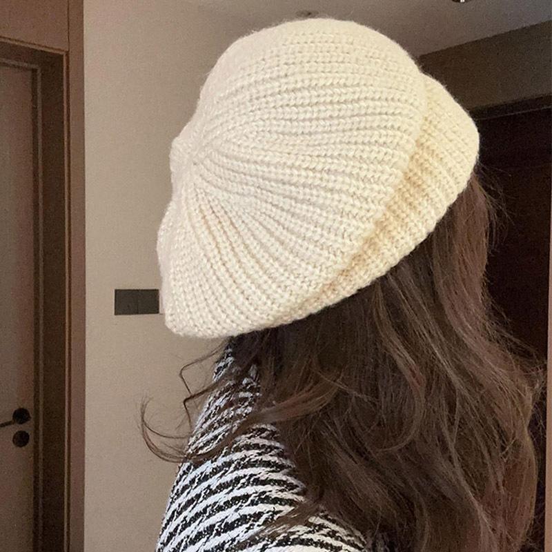 Knitted Fisherman's Hat Women's Autumn and Winter Loose Warm Beret Pile Hat Wool Hat
