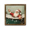 Zesílený 2D Dřevěný Umělecký Vánoční Dekorativní Obraz, 7,9" Retro Rámeček na Fotografie Závěsný na Zeď Dárek pro Rodinu Ozdoba Santa Claus/Sněhulák/Skřítek/Sob