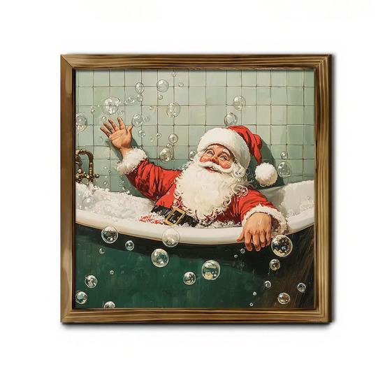 Zesílený 2D Dřevěný Umělecký Vánoční Dekorativní Obraz, 7,9" Retro Rámeček na Fotografie Závěsný na Zeď Dárek pro Rodinu Ozdoba Santa Claus/Sněhulák/Skřítek/Sob