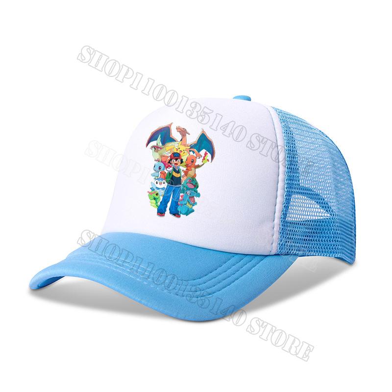 Pokemons Baseball Cap Anime Cartoon Printed Sunshade Peaked Caps Kids Adult Summer Breathable Sunhat Cute Boys Girls Mesh Hats