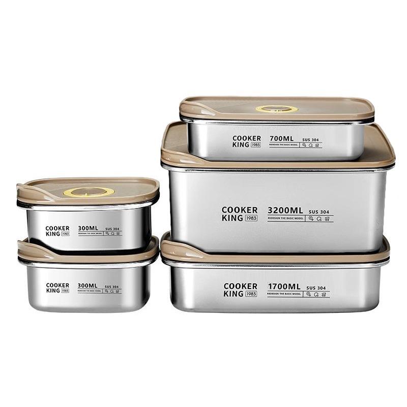 COOKER KING Food Storage Container Stainless Steel Camping Lunch Box Fruit Bento Box Refrigerator Freezer Sealed Storage Box