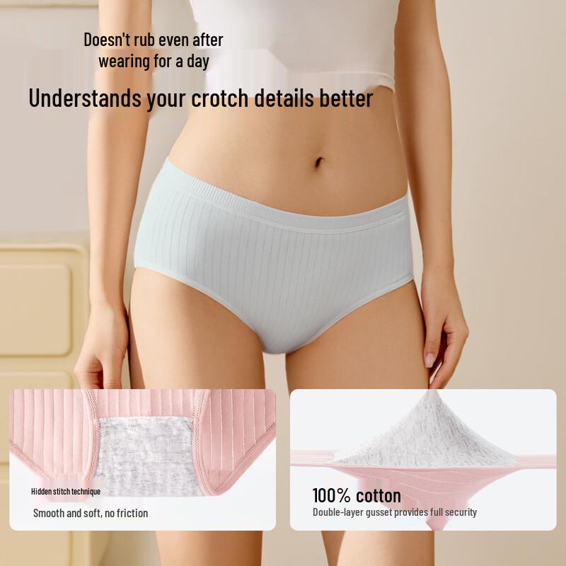 BADIGAO Women's Disposable Cotton Striped Underwear (30-Pack)