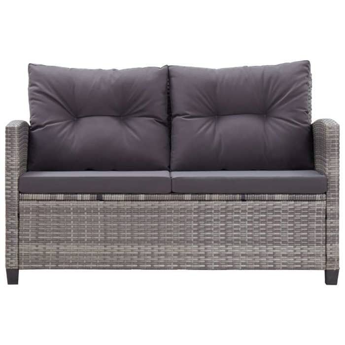 Exclusive House - 3 Pcs Garden Dining Set Grey Cushions Braided Resin