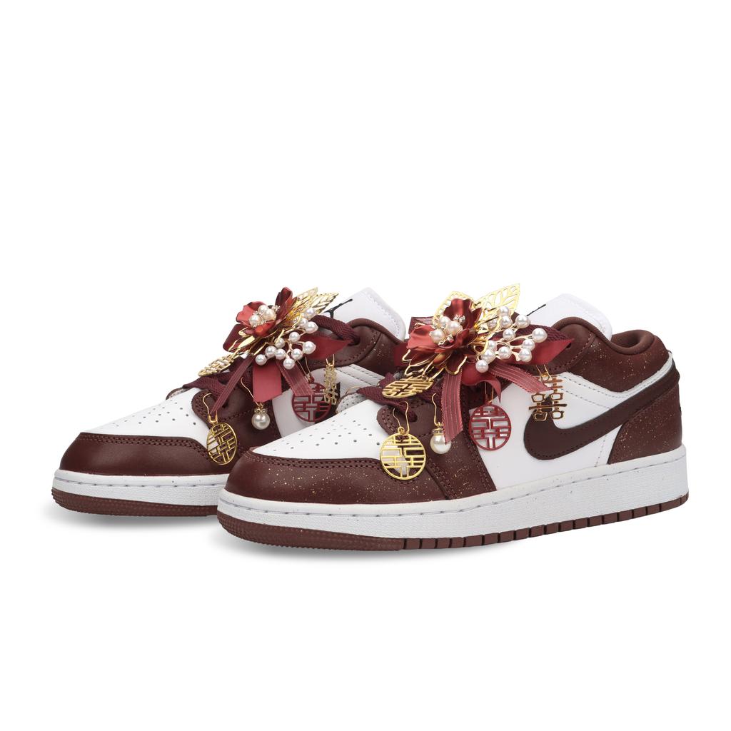 Jordan Air Jordan 1 Dragon Auspicieux et Phénix Amorti Bas Vintage Chaussures de Basketball Unisexe Blanc Rouge HF3188-102(Équipe900-)