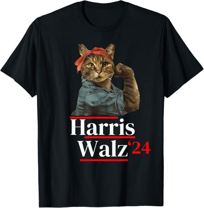 Cat Ladies for Kamala - Walz Funny Cat 2024 President T-Shirt