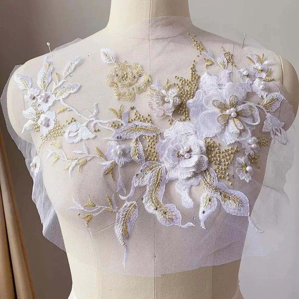 Elegant Colorful Sequined Embroidery Patches 3D Flower DIY Lace Fabrics Applique Sequins Patches Dresses