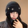 Five Pointed Star Ear Protecting Hat Thicken Beanies Cap Fashion Knitted Hat  Autumn And Winter