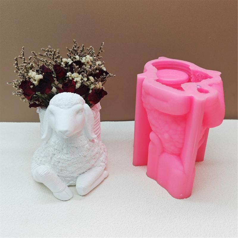 Adorable Succulent Flower Pots Mold Decorative Cartoon Sheep Silicone Ornament Mold For Succulent Planters And Pens