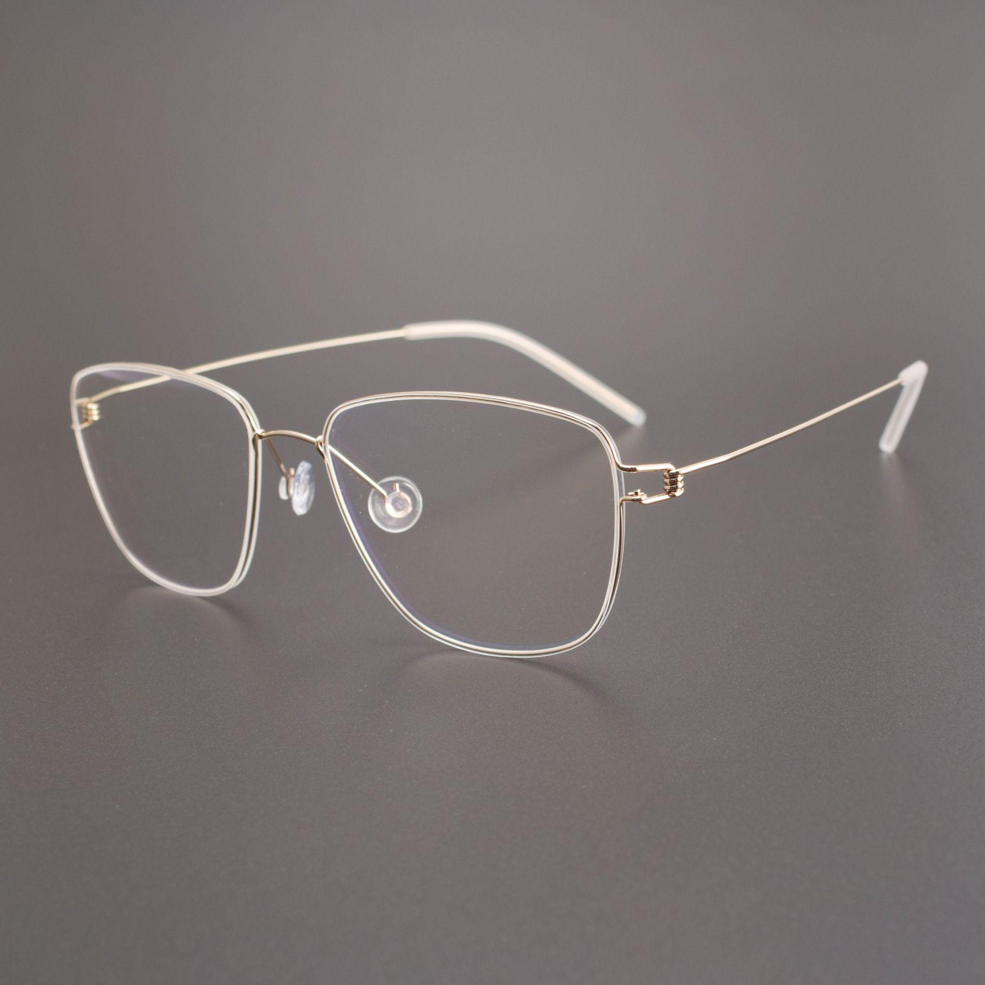 

Сверхлегкая оправа для очков Linde Gustav с тонкой безвинтовой оправой — элегантная и повседневная, совместима с линзами для близорукости с защитой от синего света.