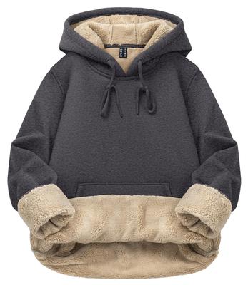 TACVASEN Warm Comfortable Winter Thick Duck Size 2XL Women's Fleece-Lined Hoodie, Loungewear, Bike/Hiking Wear, Outerwear, Fleece-Lined, Gray,