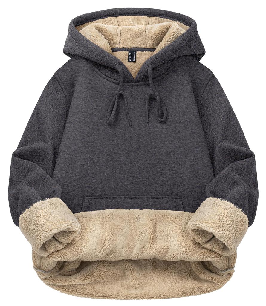 TACVASEN Comfortable Winter Duck Size 2XL Women's Fleece-Lined Hoodie, Warm, Loungewear, Bike/Hiking Wear, Outerwear, Thick, Fleece-Lined, Gray,