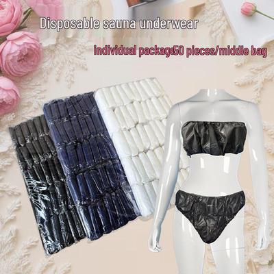 Individually Wrapped Non-Woven Disposable Panties & Bra Set for Salon, Sauna, Travel