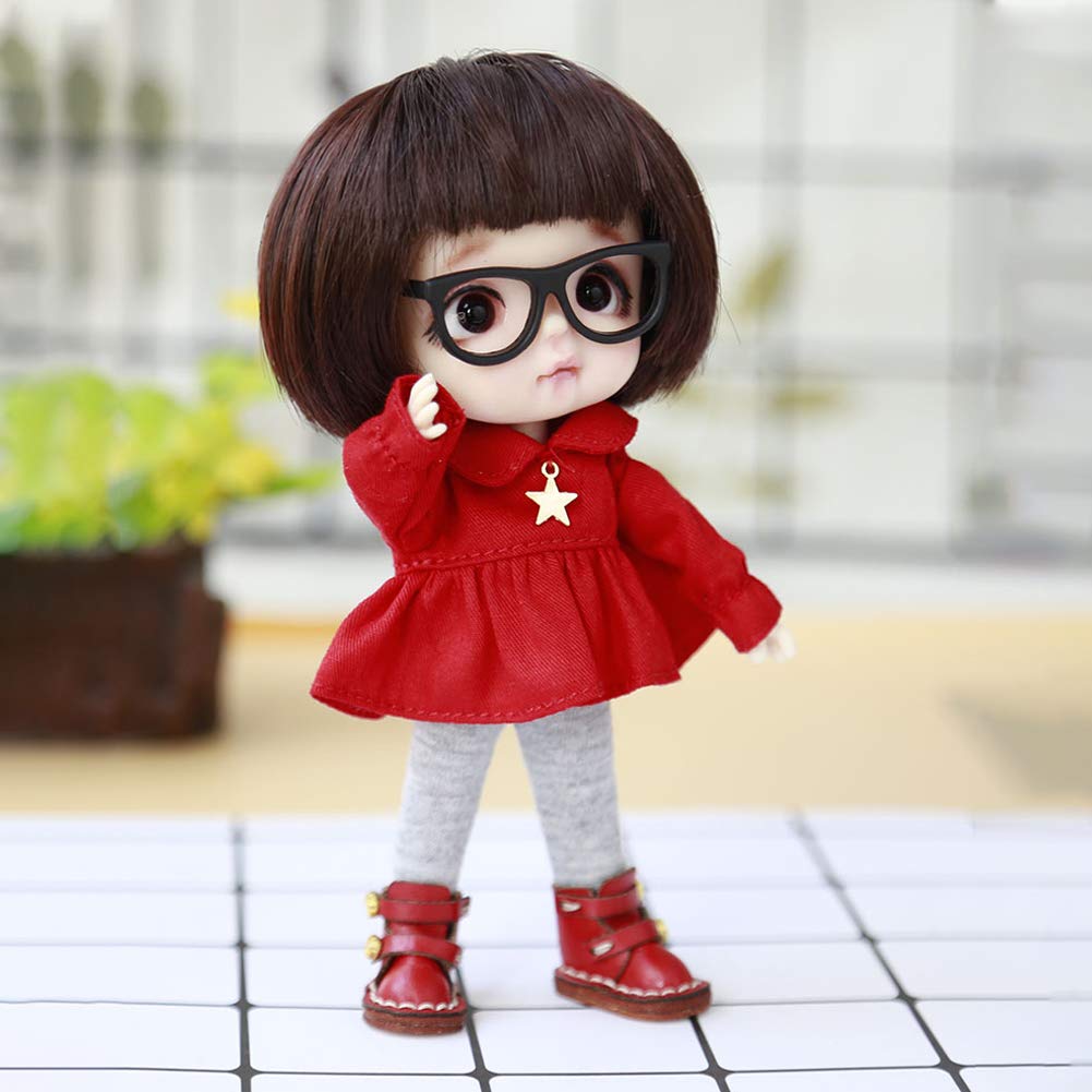 rakulifey Obitsu 11 Shoes, Boots for OB11 Dolls, Cute, 5 Colors (Dark Brown)
