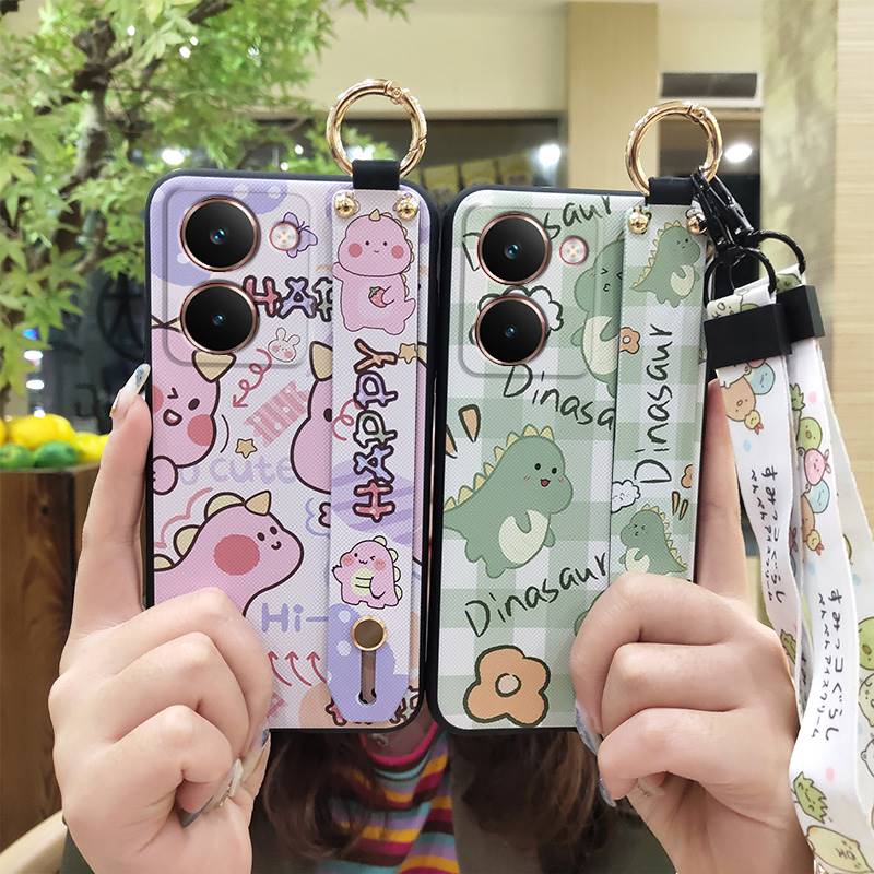 Wristband Cartoon Phone Case For Realme P3 Ultra 5G Anti-knock Lanyard Silicone Wrist Strap Waterproof Phone Holder Cute